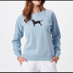 Light blue black dog crewneck